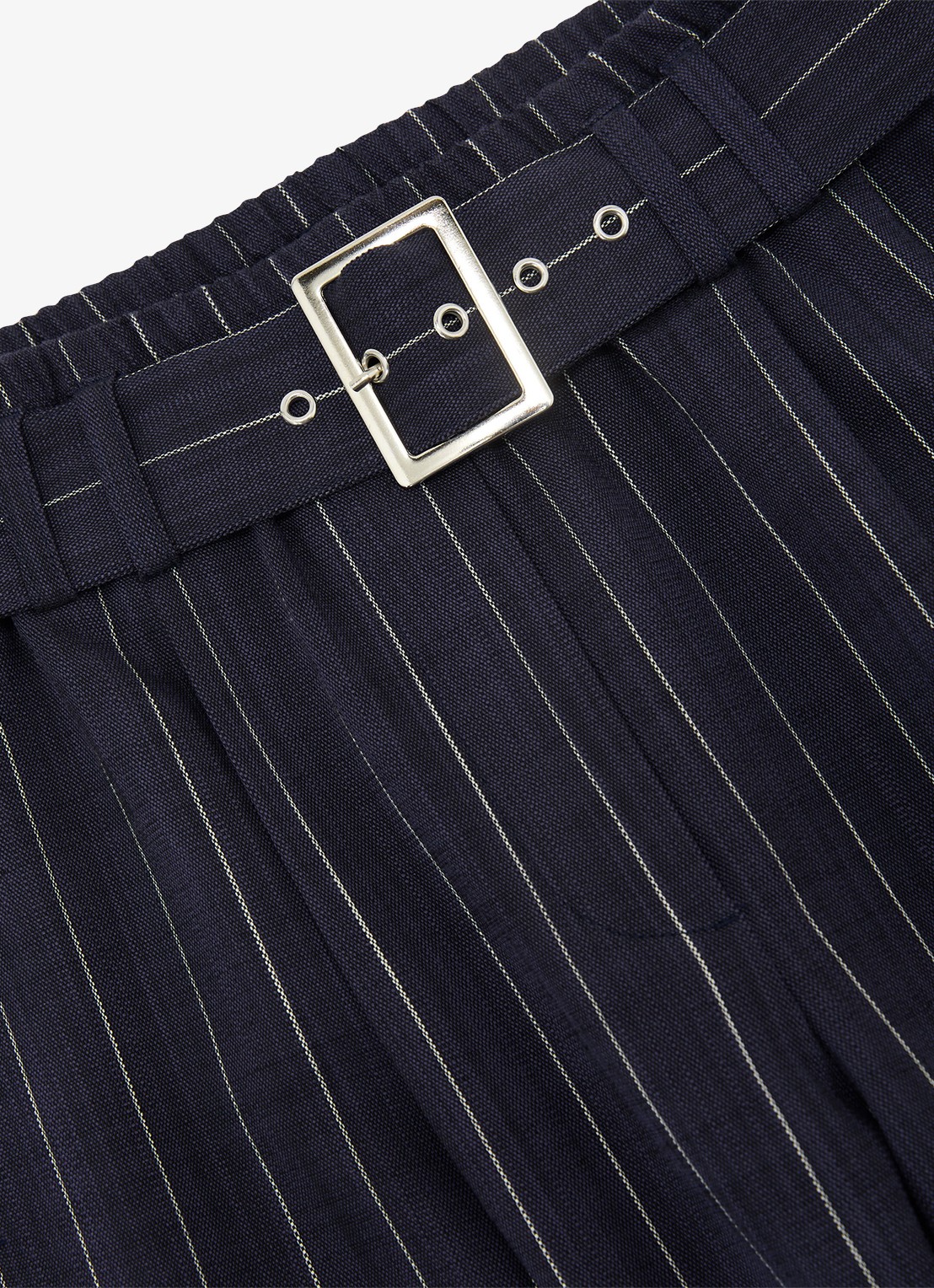 Reiss Petite Rae high waist wide leg pantalon met krijtstreep - detail 5 donkerblauw