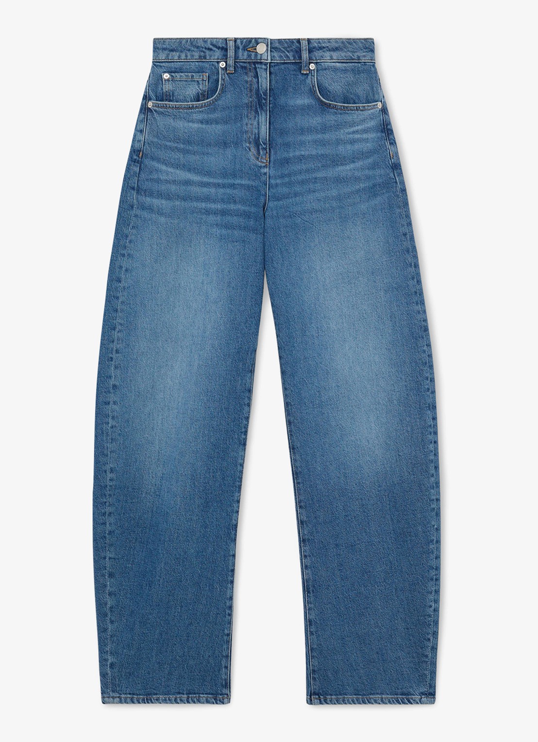 Reiss Petite Sabel high waist balloon fit jeans in medium wassing - voorkant 6 denim