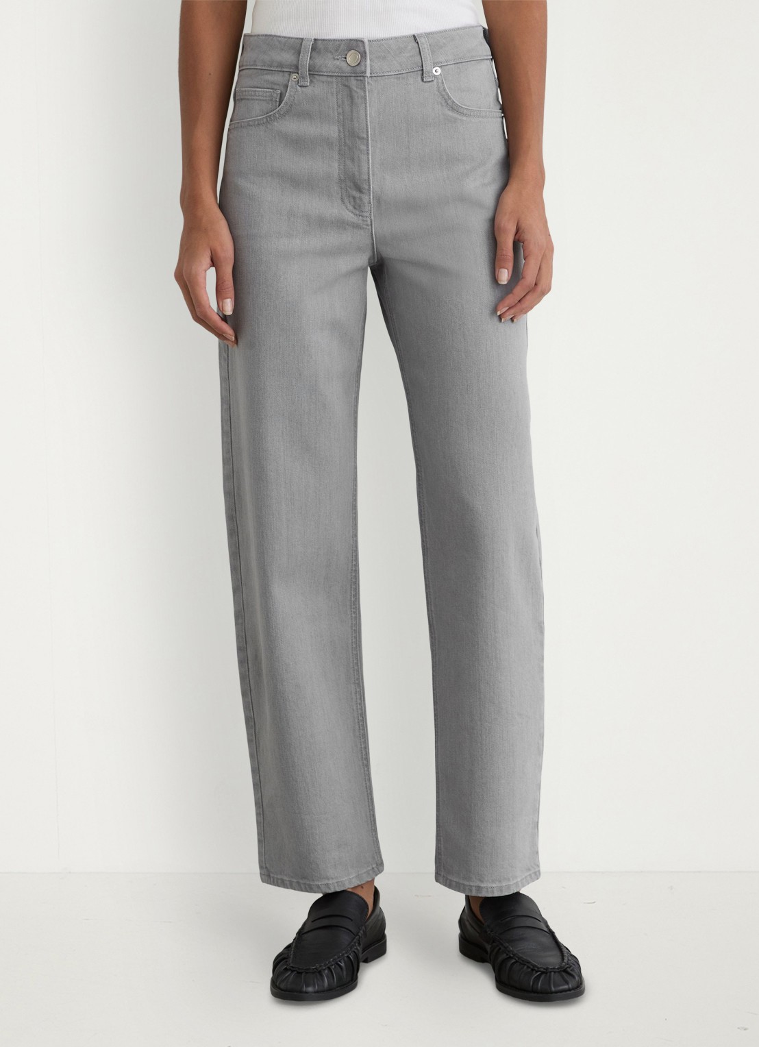 Reiss Petite Selin mid waist straight leg jeans met gekleurde wassing - detail 3 grijs