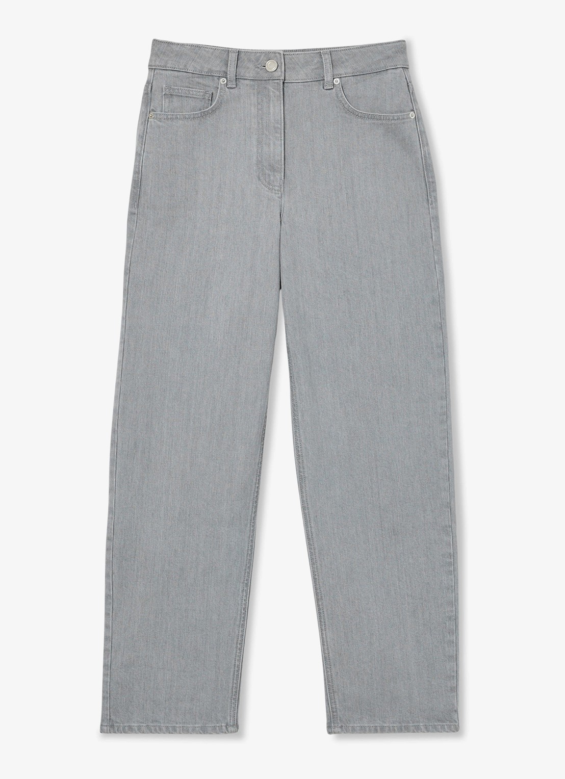 Reiss Petite Selin mid waist straight leg jeans met gekleurde wassing - voorkant grijs
