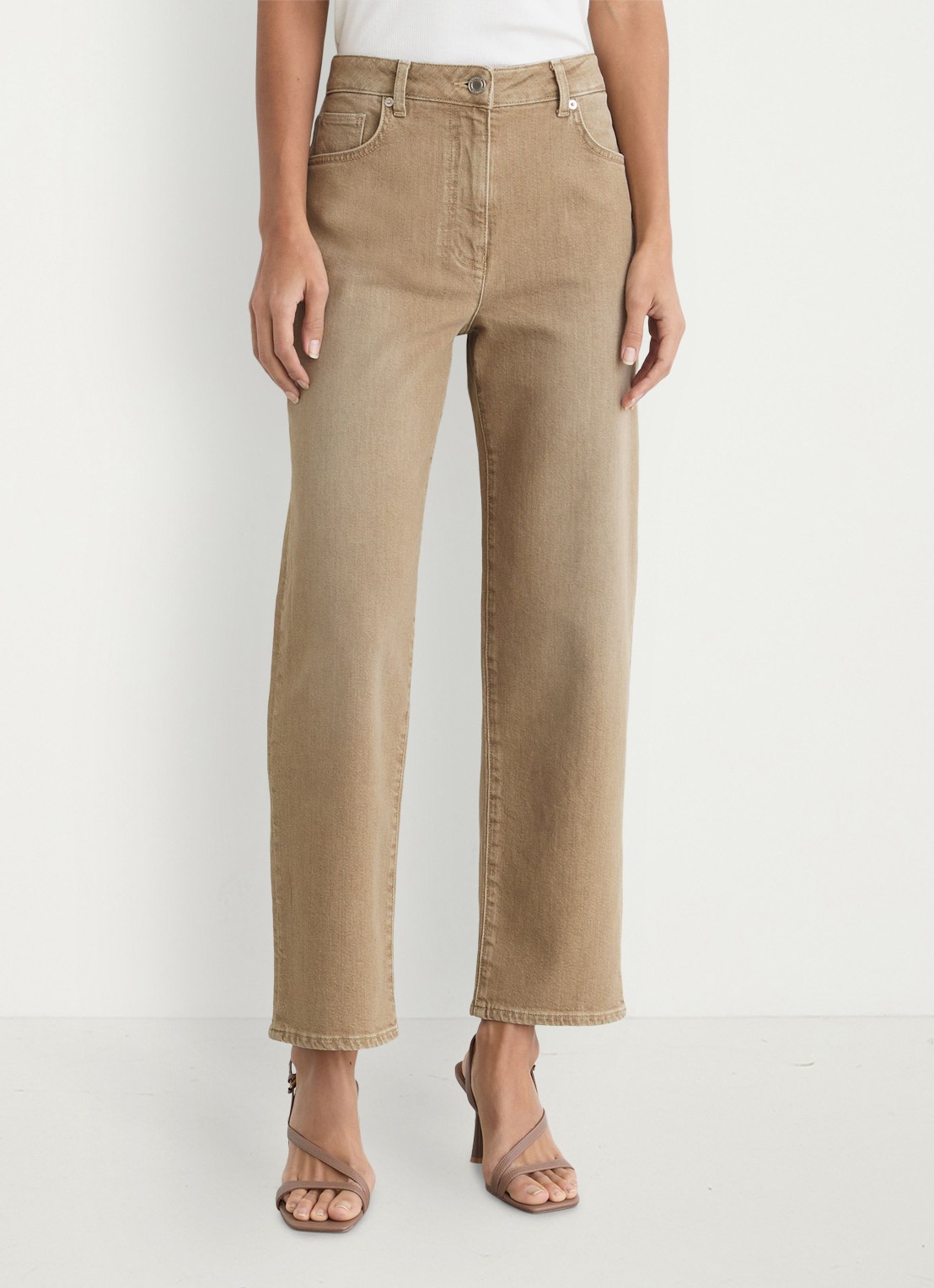 Reiss Petite Selin mid waist straight leg jeans met steekzakken - detail 4 zand