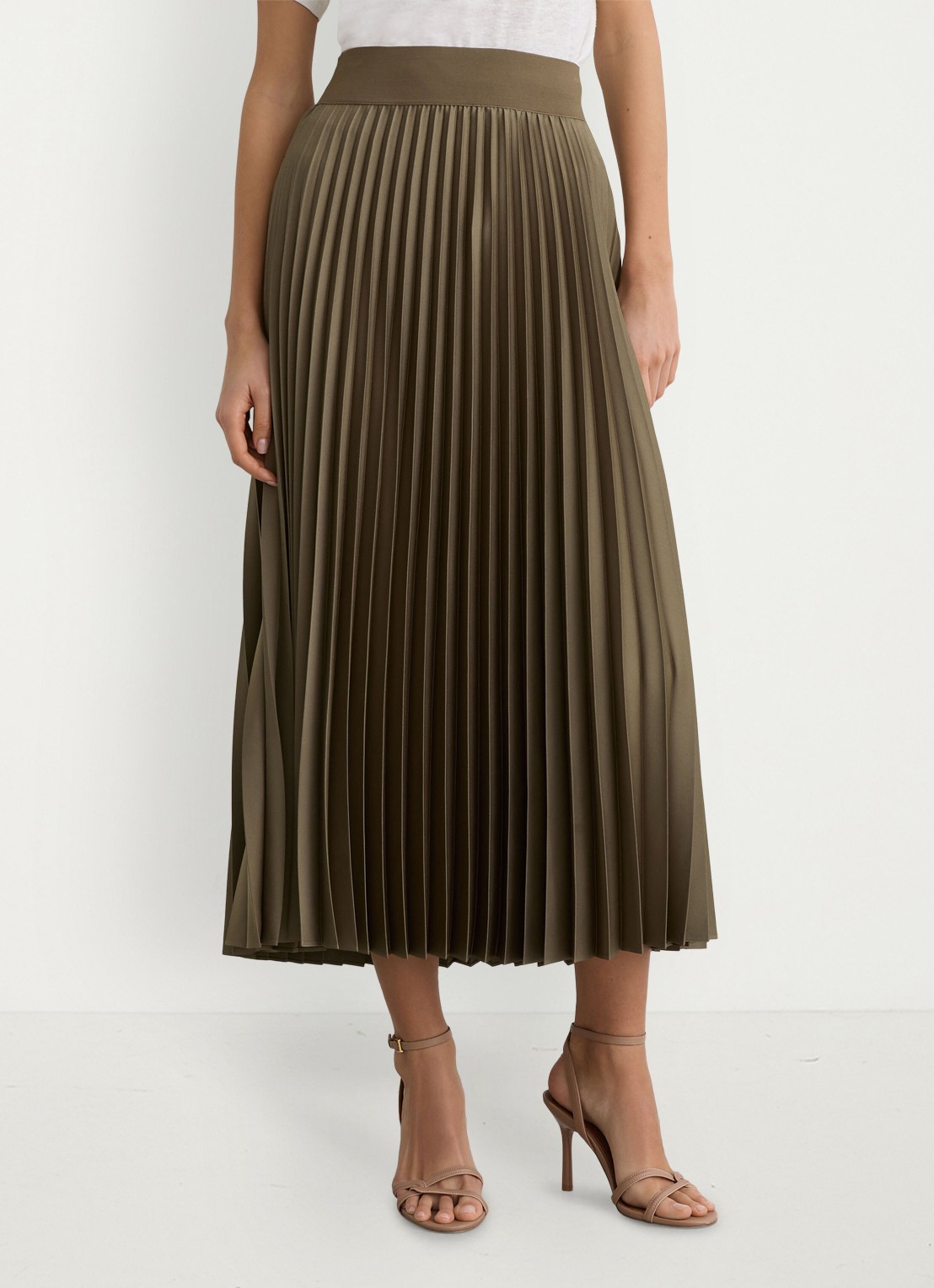 Reiss Petite seren midi plooirok - detail 4 khaki