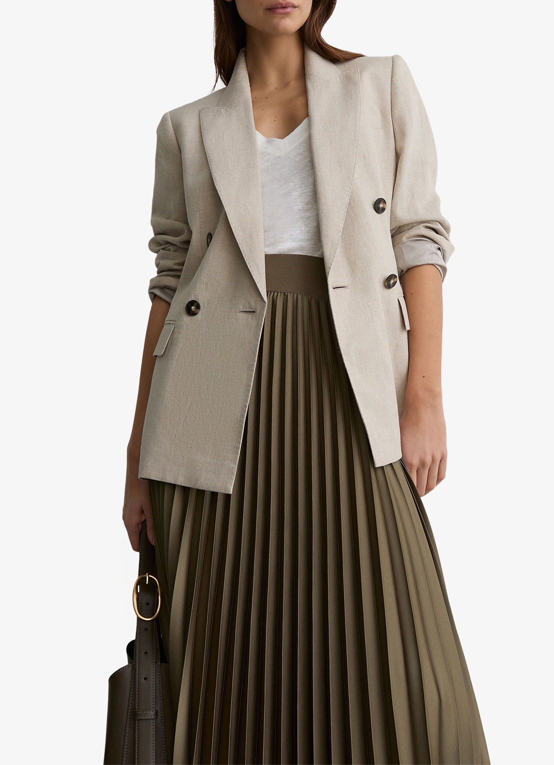Reiss Petite seren midi plooirok - detail 5 khaki