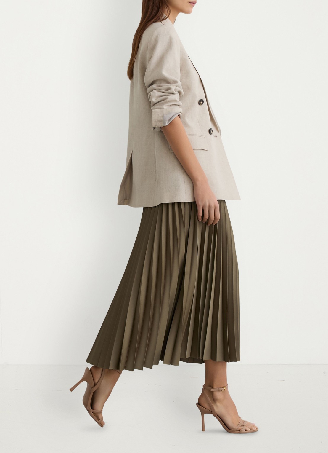 Reiss Petite seren midi plooirok - detail 6 khaki