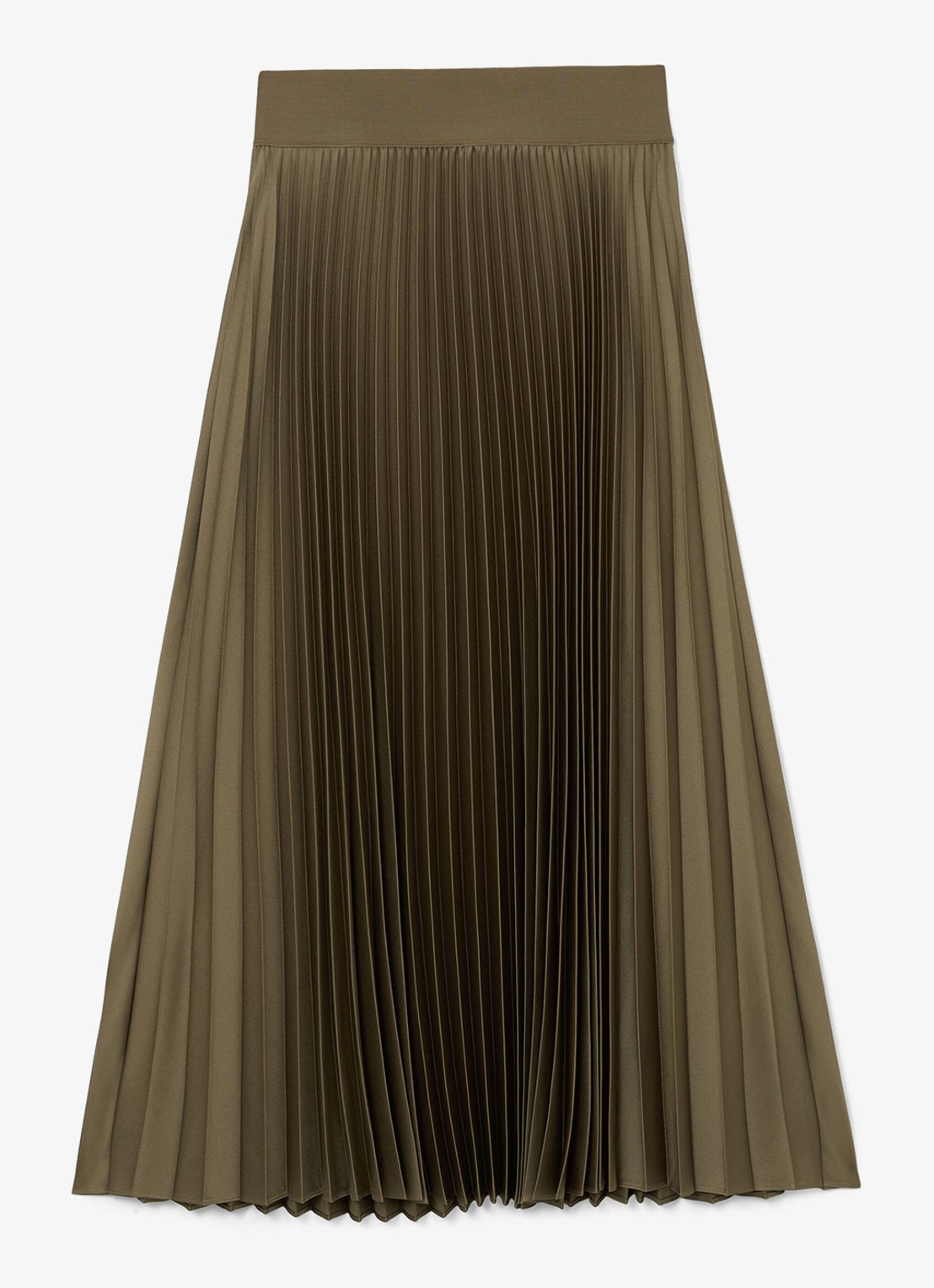 Reiss Petite seren midi plooirok - voorkant khaki