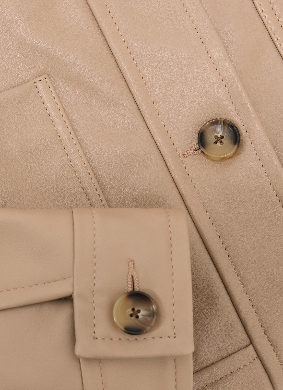 Reiss Petite Sonny jack van leer met opgestikte zakken - detail 4 bruin