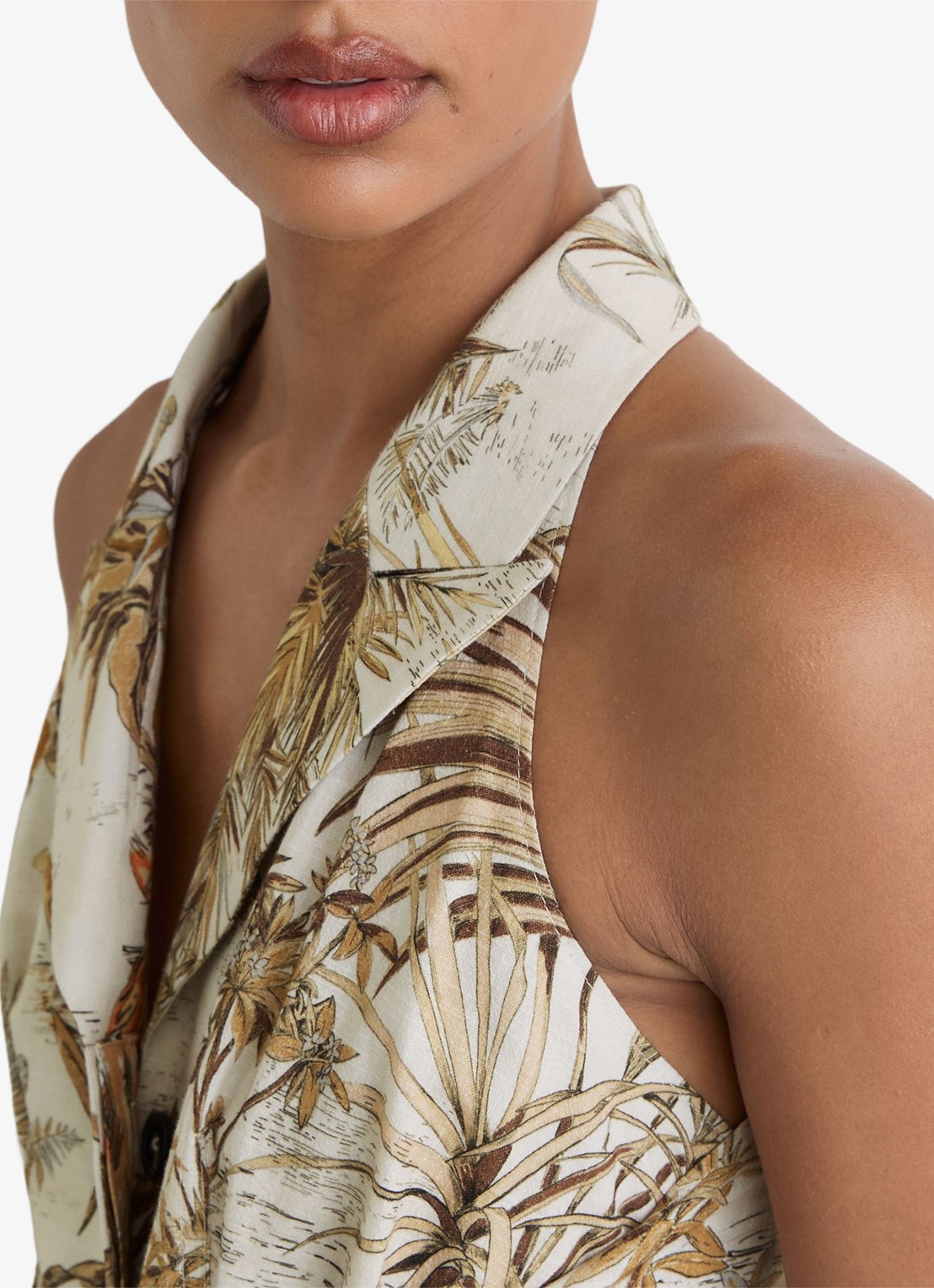 Reiss Petite Tate midi jurk met print - detail 6 creme