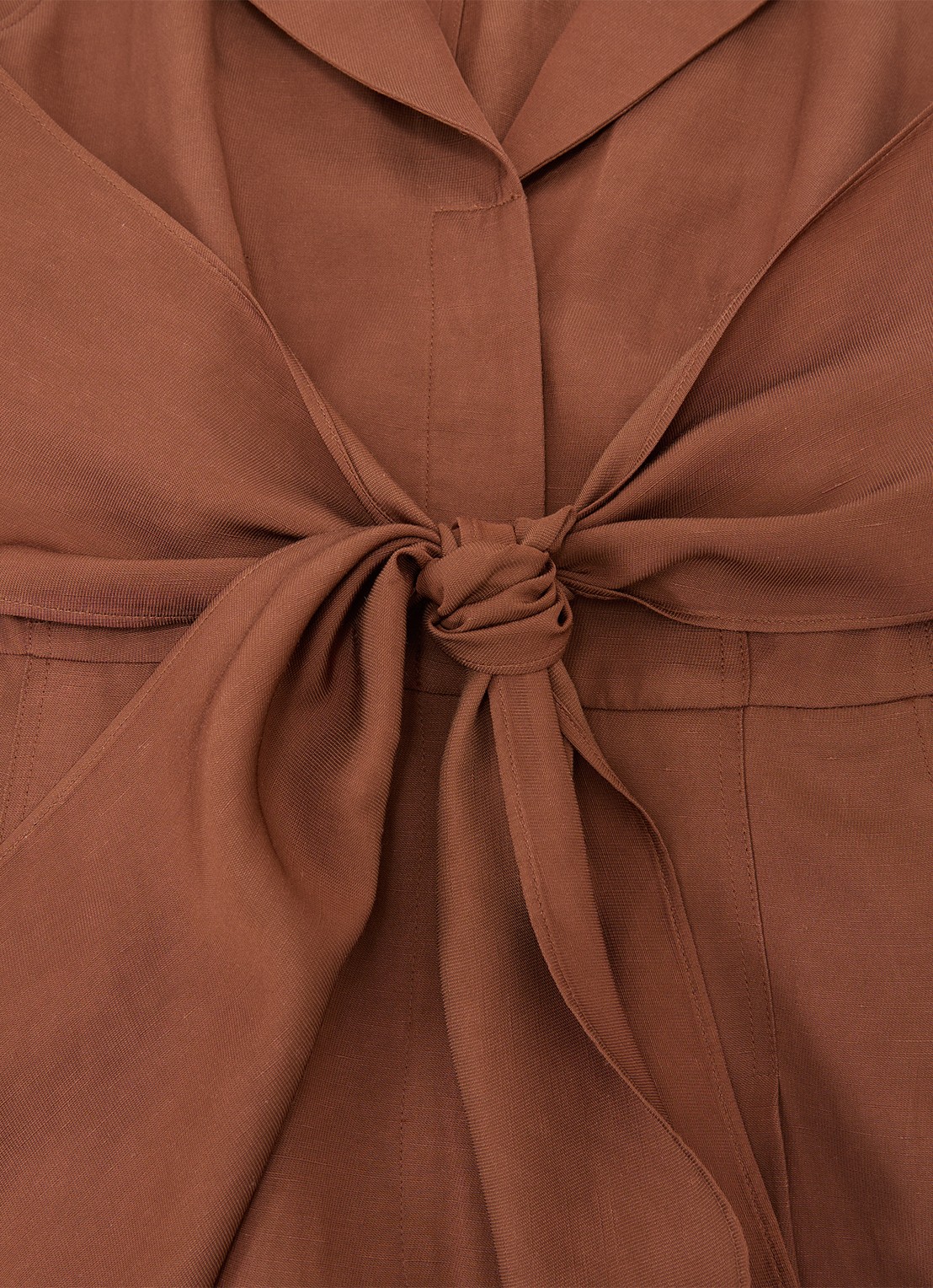 Reiss Petite Taya wide fit jumpsuit in linnenblend - detail 5 bruin