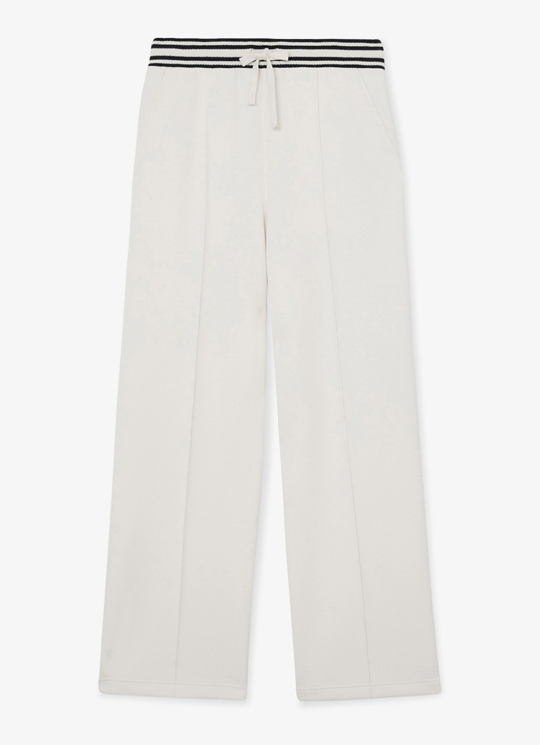 Reiss Petite Verity mid waist wide fit joggingbroek met gestreept detail - voorkant 2 wit