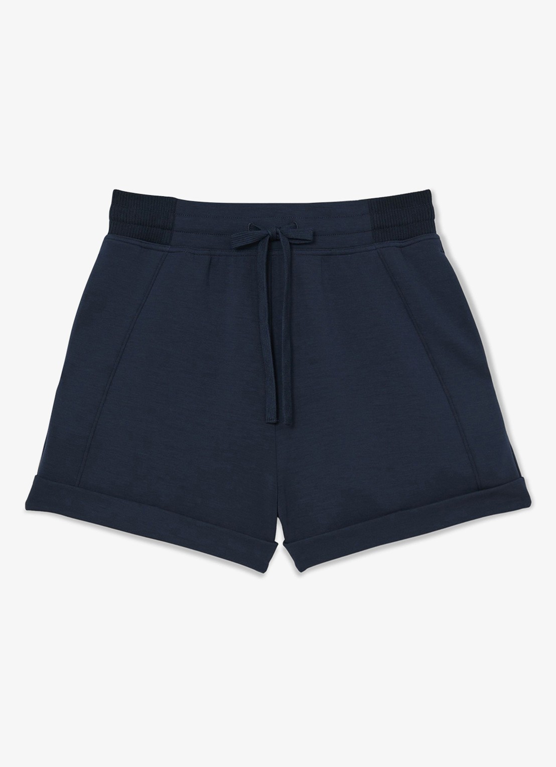 Reiss Phoebe high waist korte joggingbroek met streekzakken - voorkant 2 navy / blauw