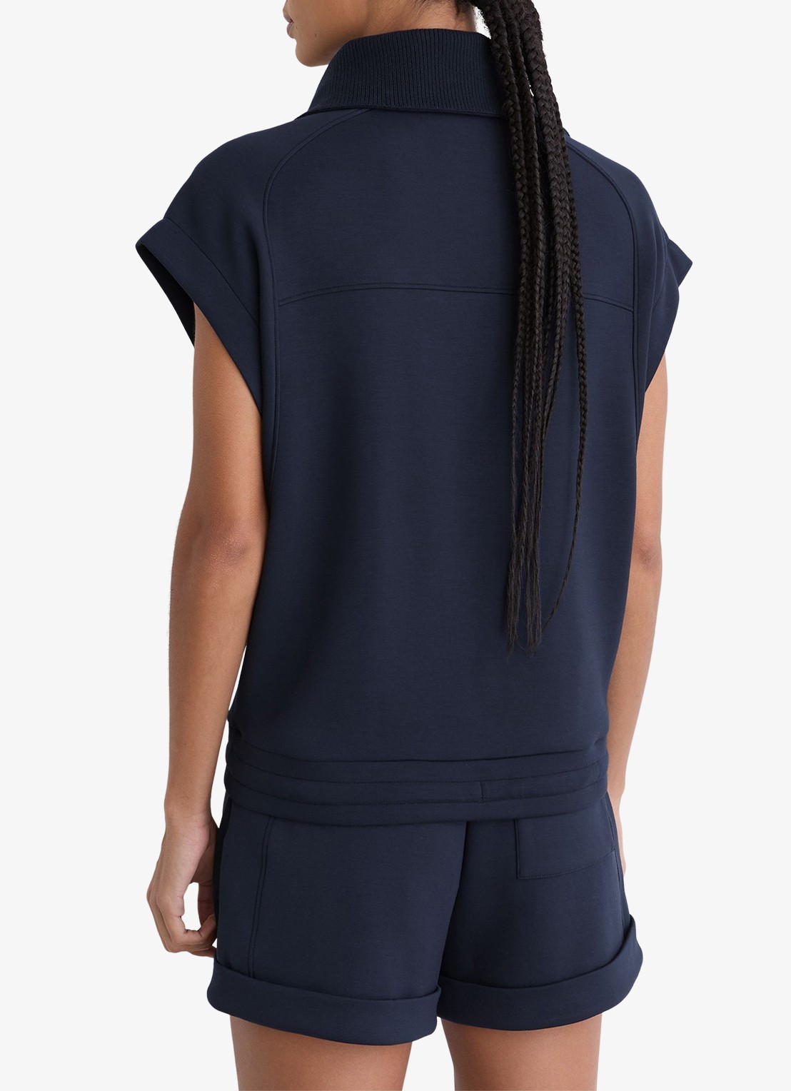 Reiss Phoebe mouwloze top met opstaande kraag - achterkant 7 navy / blauw