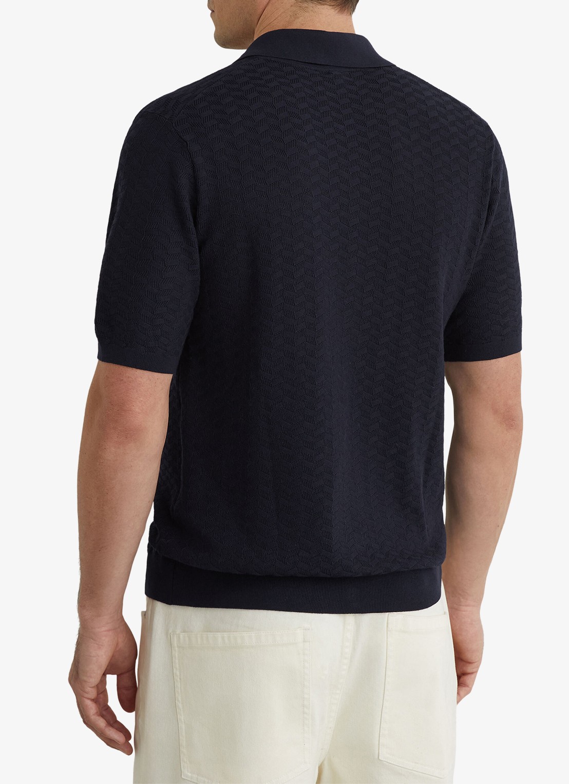 Reiss Phoenix overhemd met structuur - achterkant 3 donkerblauw