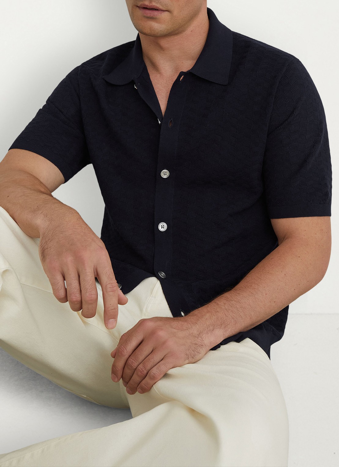 Reiss Phoenix overhemd met structuur - detail 5 donkerblauw