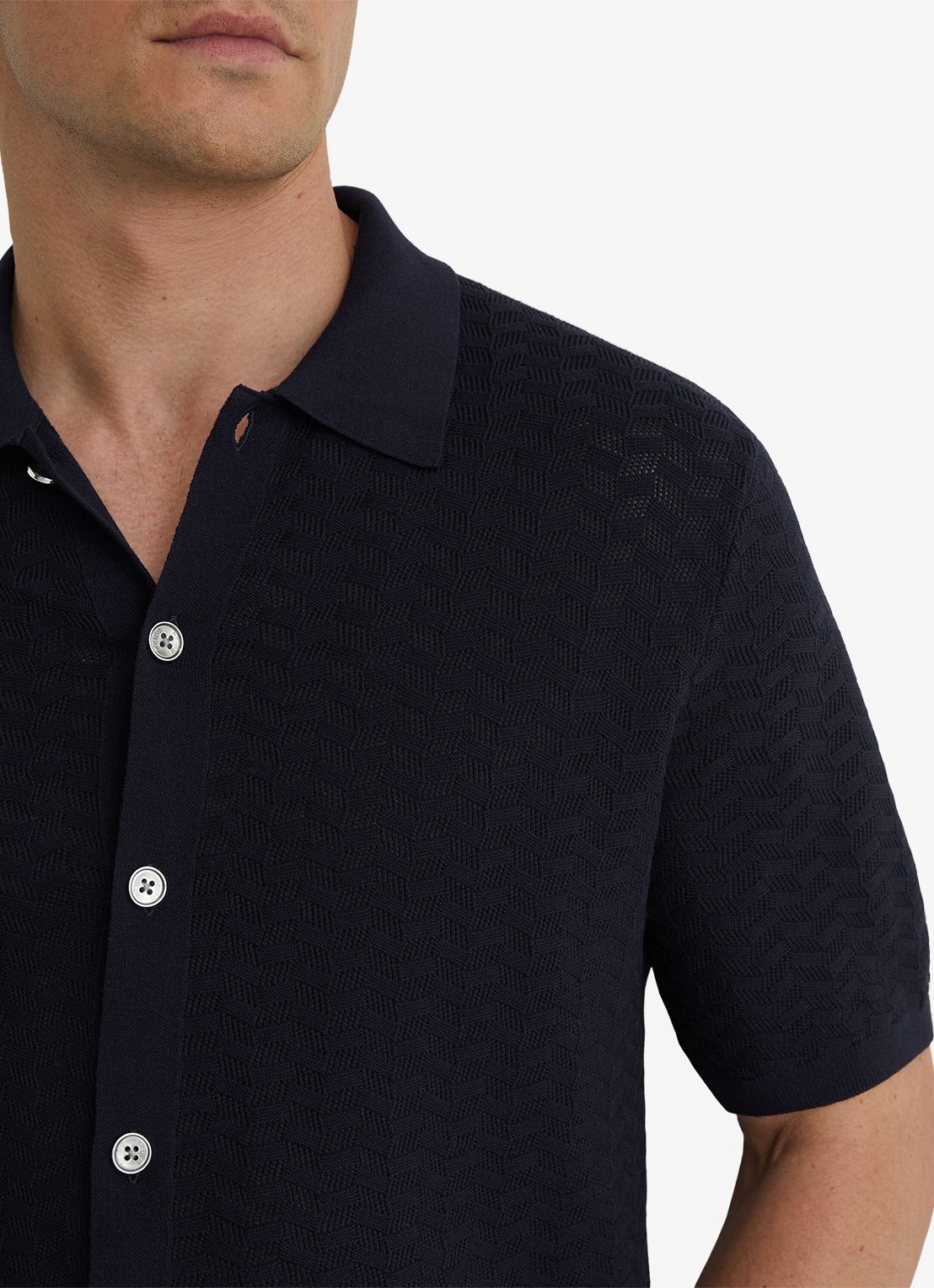 Reiss Phoenix overhemd met structuur - detail 6 donkerblauw