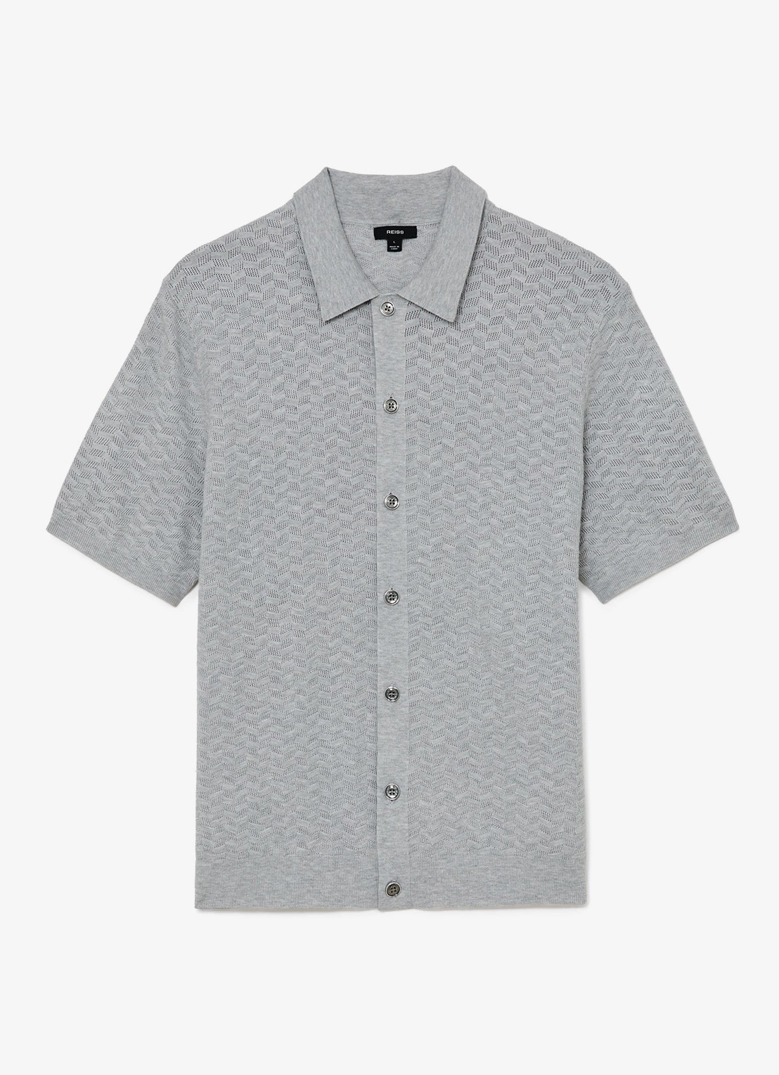 Reiss Phoenix overhemd met structuur - voorkant 2 soft grey / grijs