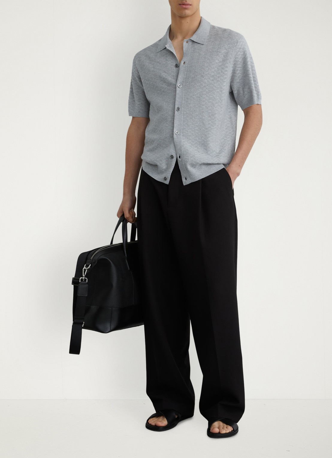 Reiss Phoenix overhemd met structuur - voorkant 3 soft grey / grijs