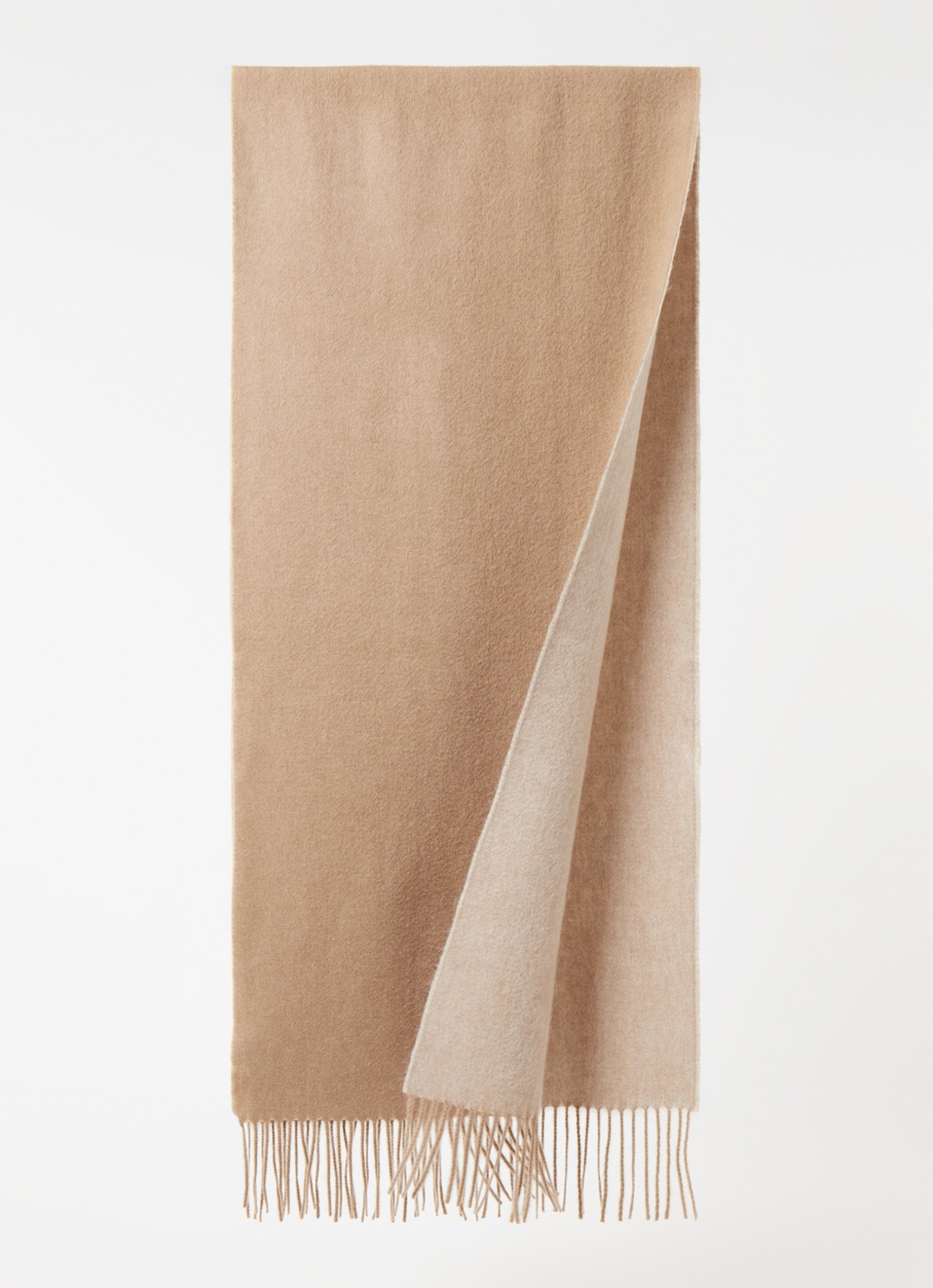 Reiss Picton sjaal in kasjmierblend 185 x 45 cm - voorkant 2 camel
