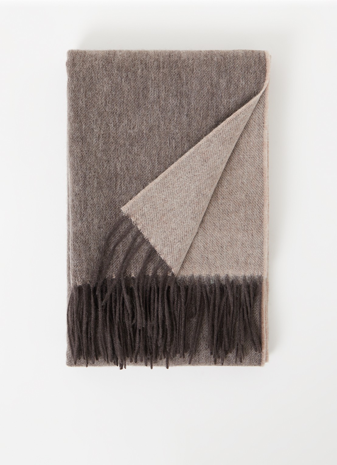 Reiss Picton sjaal in kasjmierblend 185 x 45 cm - voorkant lichtbruin