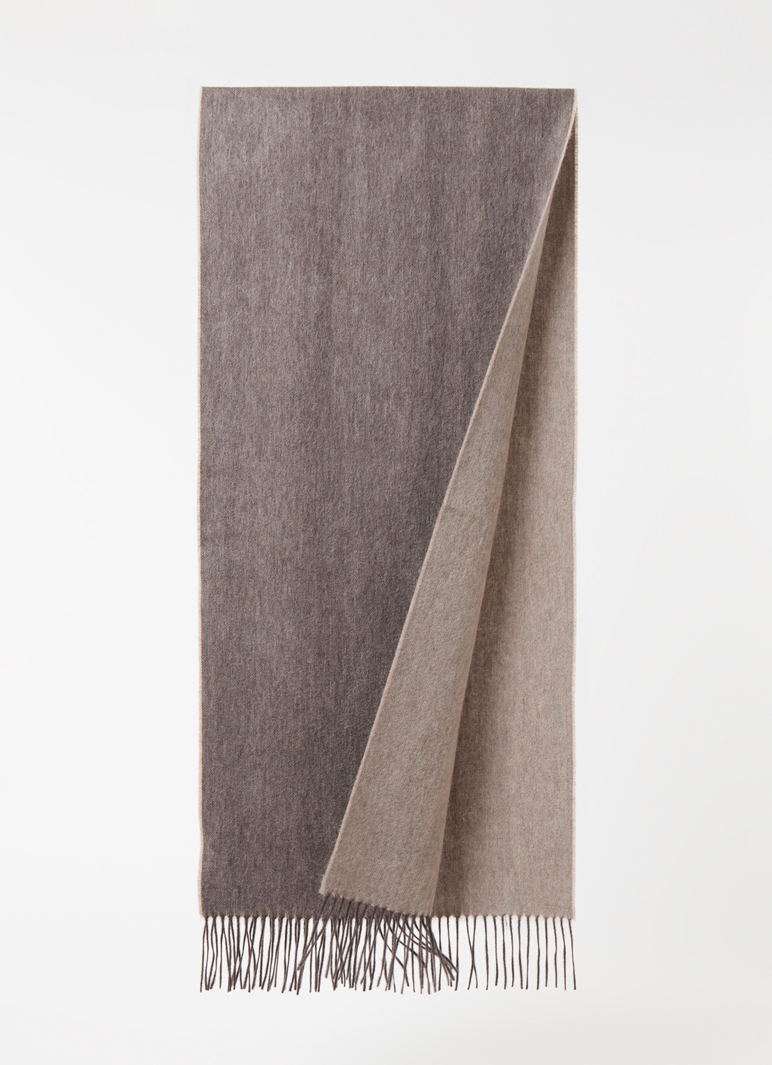 Reiss Picton sjaal in kasjmierblend 185 x 45 cm - voorkant 2 lichtbruin