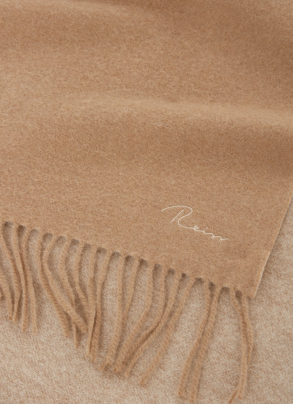 Reiss Picton sjaal in kasjmierblend met franjes 190 x 30 cm - detail 3 camel