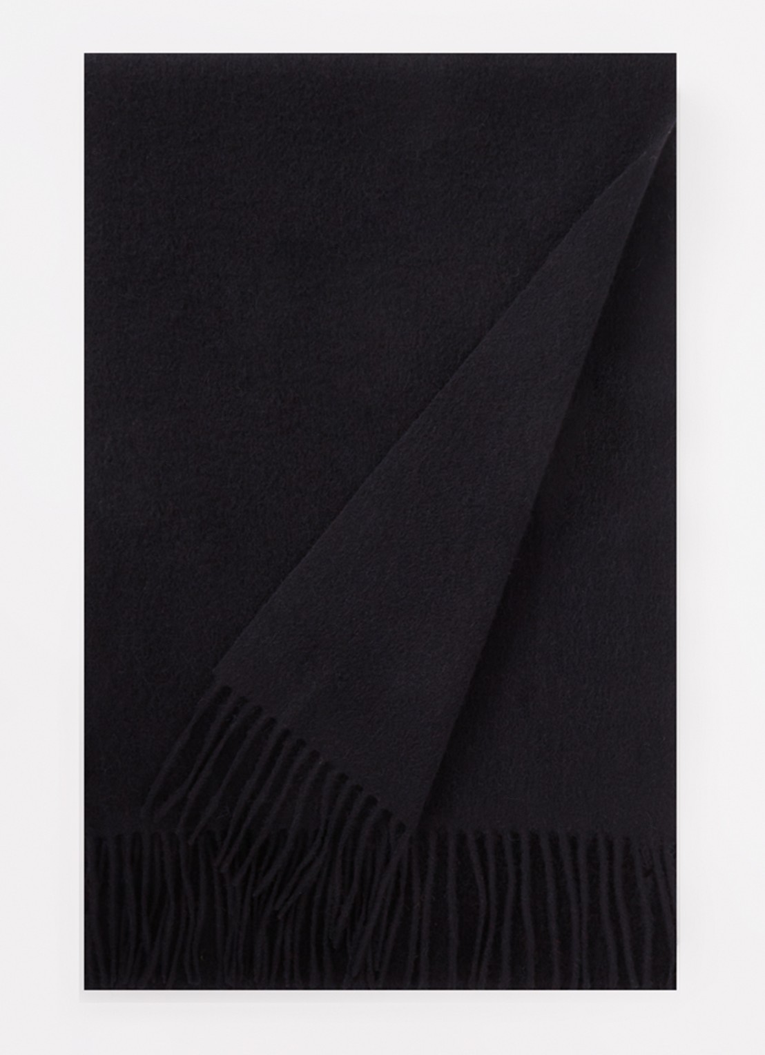 Reiss Picton sjaal in kasjmierblend met franjes 190 x 30 cm - voorkant 2 donkerblauw