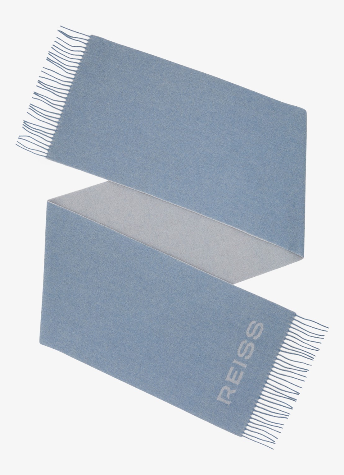 Reiss Picton sjaal in wolblend met logo  - detail lichtblauw