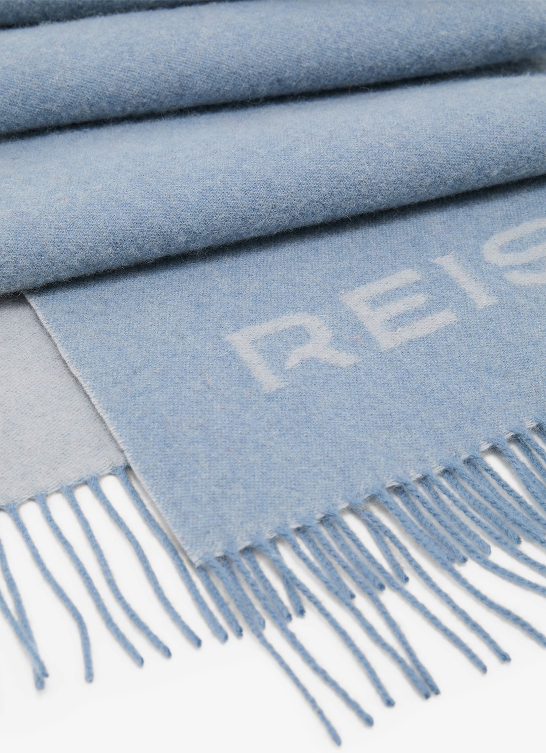 Reiss Picton sjaal in wolblend met logo  - detail 2 lichtblauw