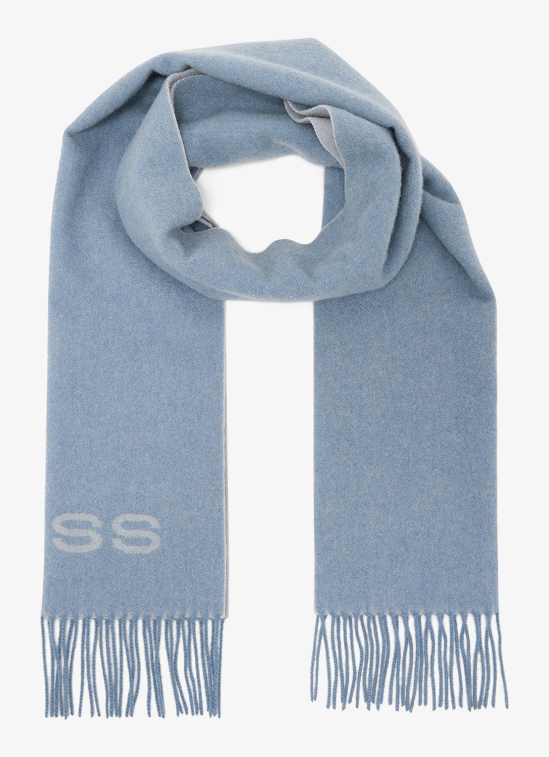 Reiss Picton sjaal in wolblend met logo  - voorkant 4 lichtblauw