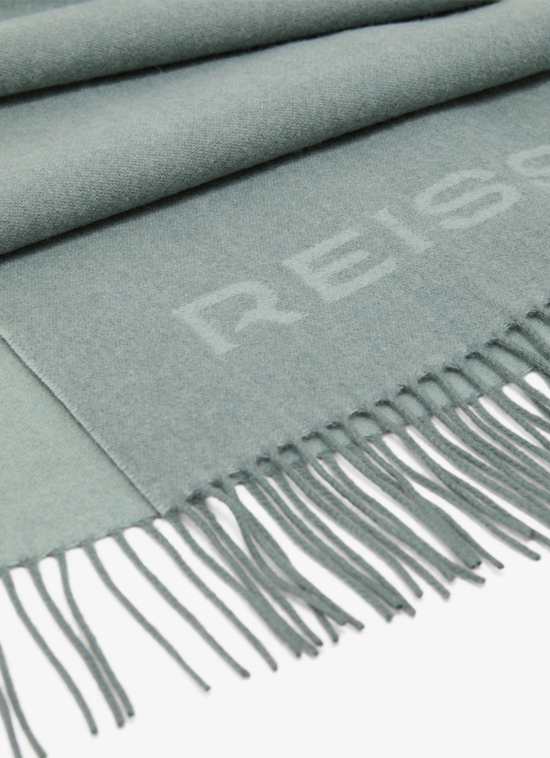 Reiss Picton sjaal in wolblend met logo  - detail 4 groen