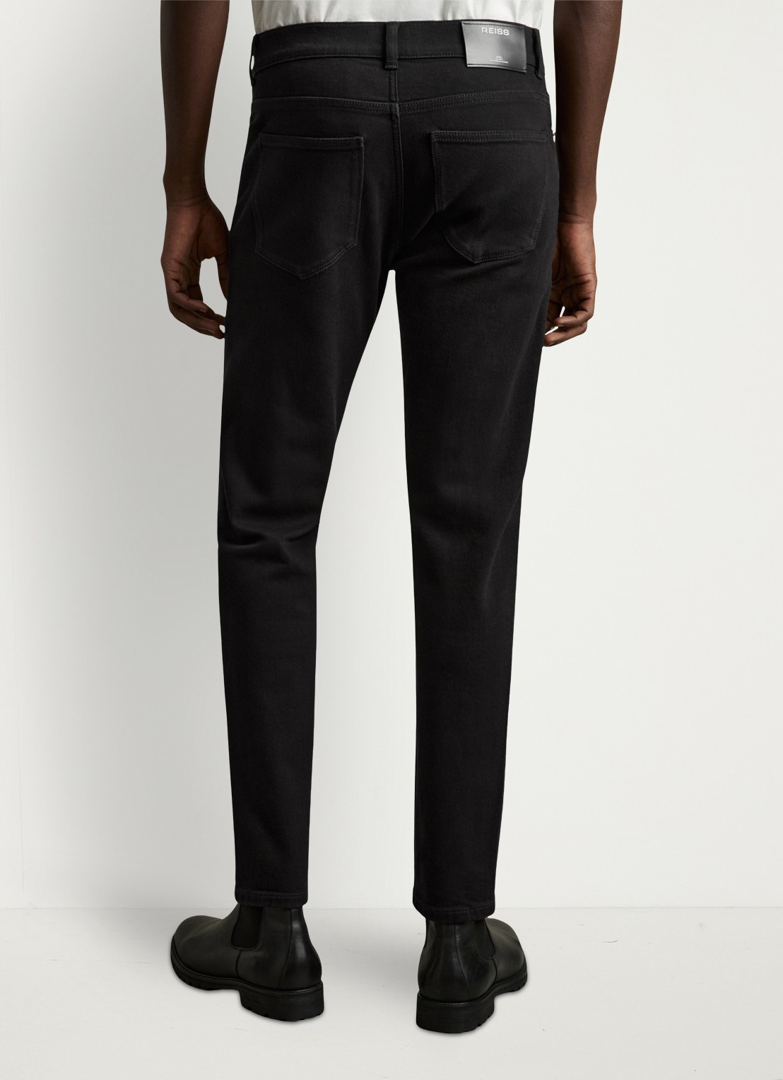 Reiss Picton slim fit jeans met steekzakken - achterkant zwart
