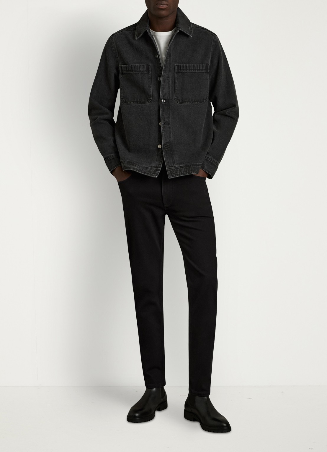 Reiss Picton slim fit jeans met steekzakken - voorkant 5 zwart