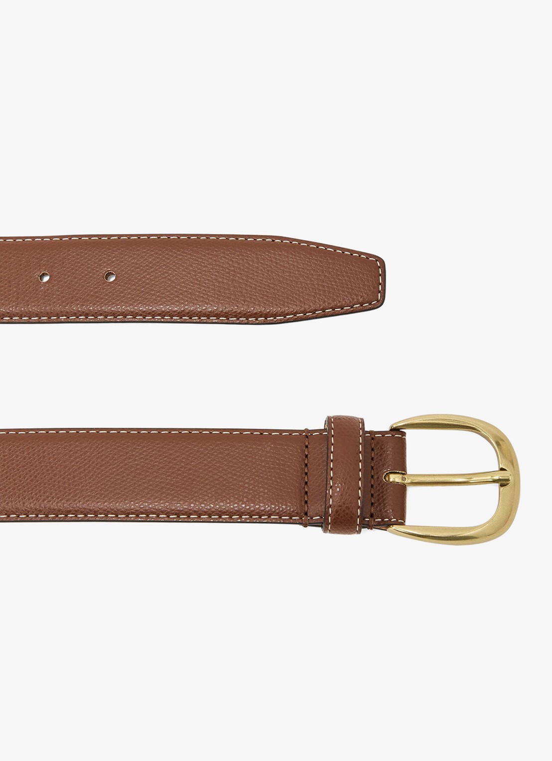 Reiss Pierce riem van leer met structuur  - detail 3 zand