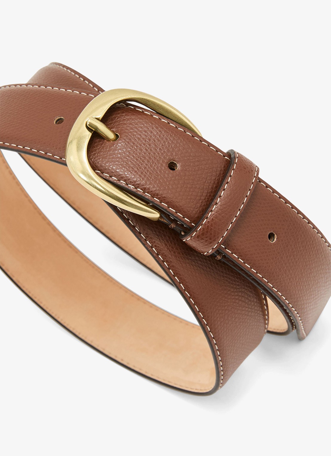 Reiss Pierce riem van leer met structuur  - detail 4 zand