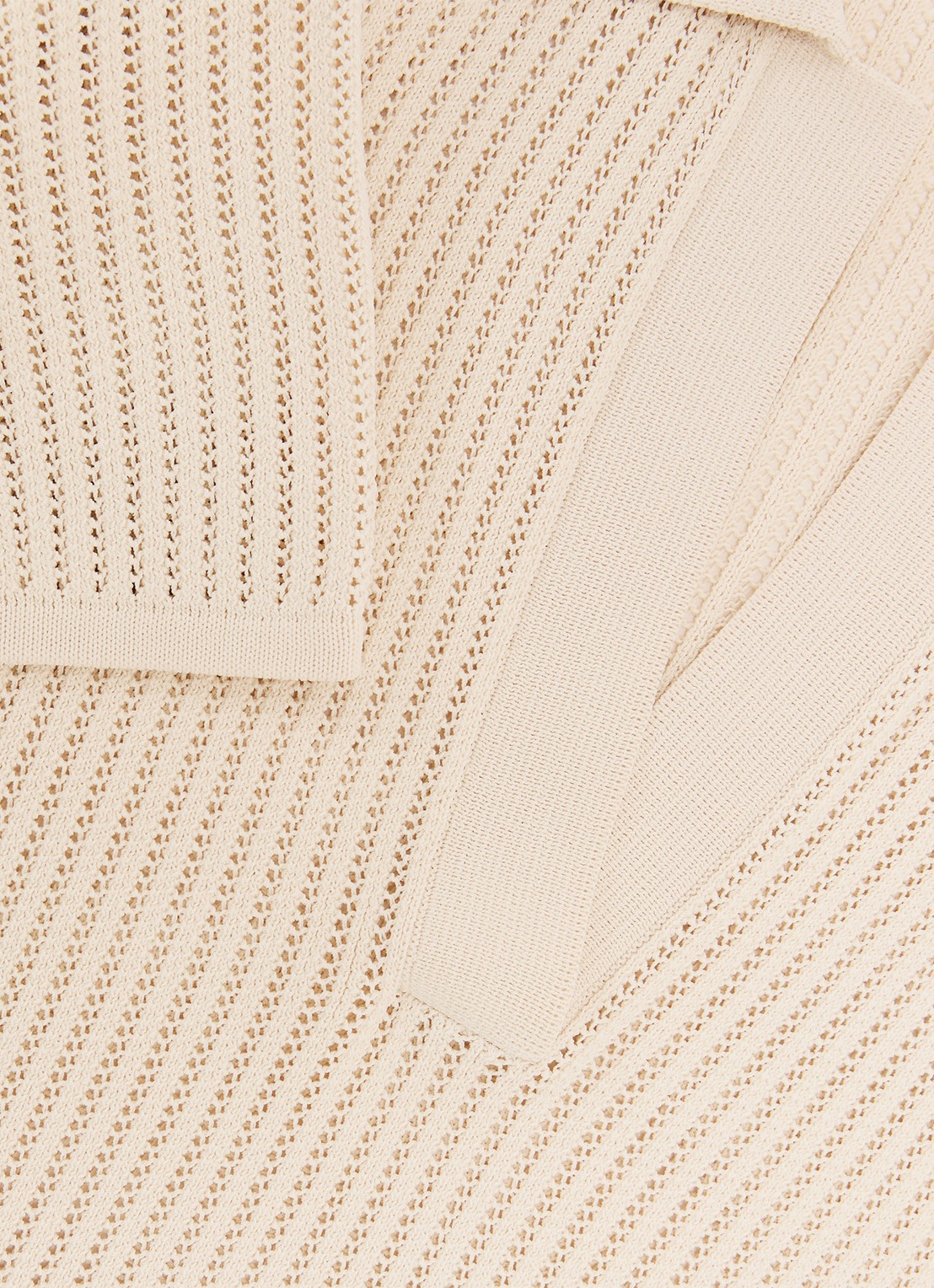 Reiss Pippa regular fit polo met opengewerkt dessin - detail 6 creme