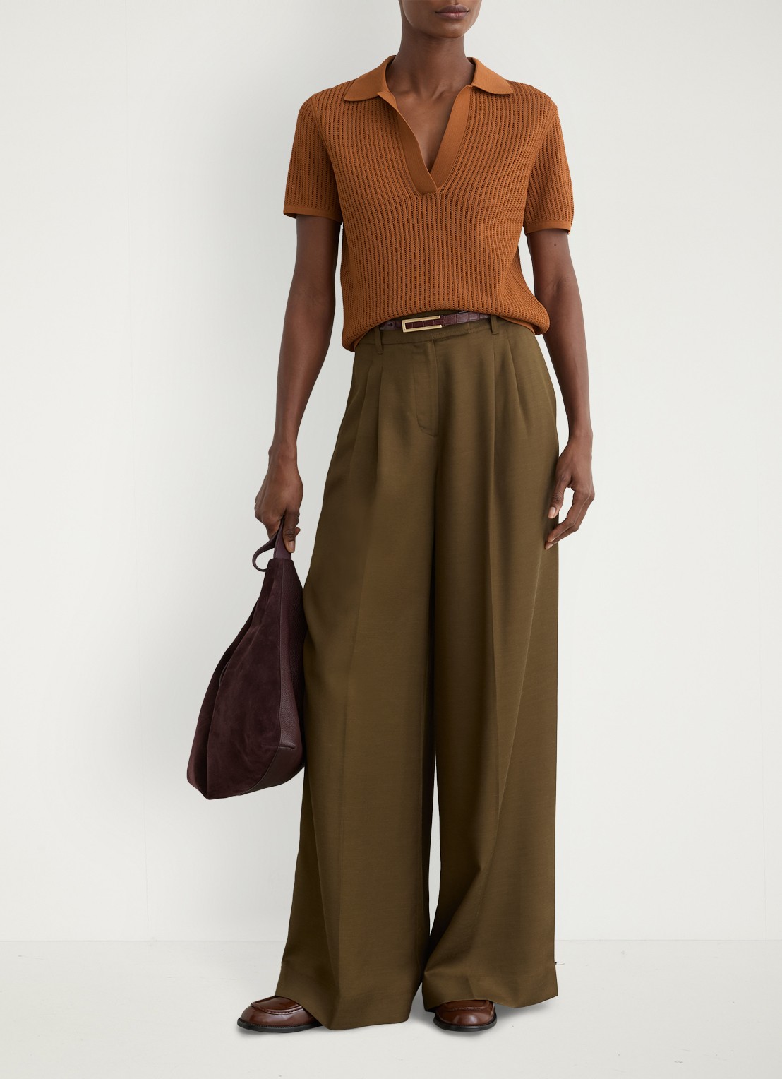 Reiss Pippa regular fit polo met opengewerkt dessin - voorkant 5 orange