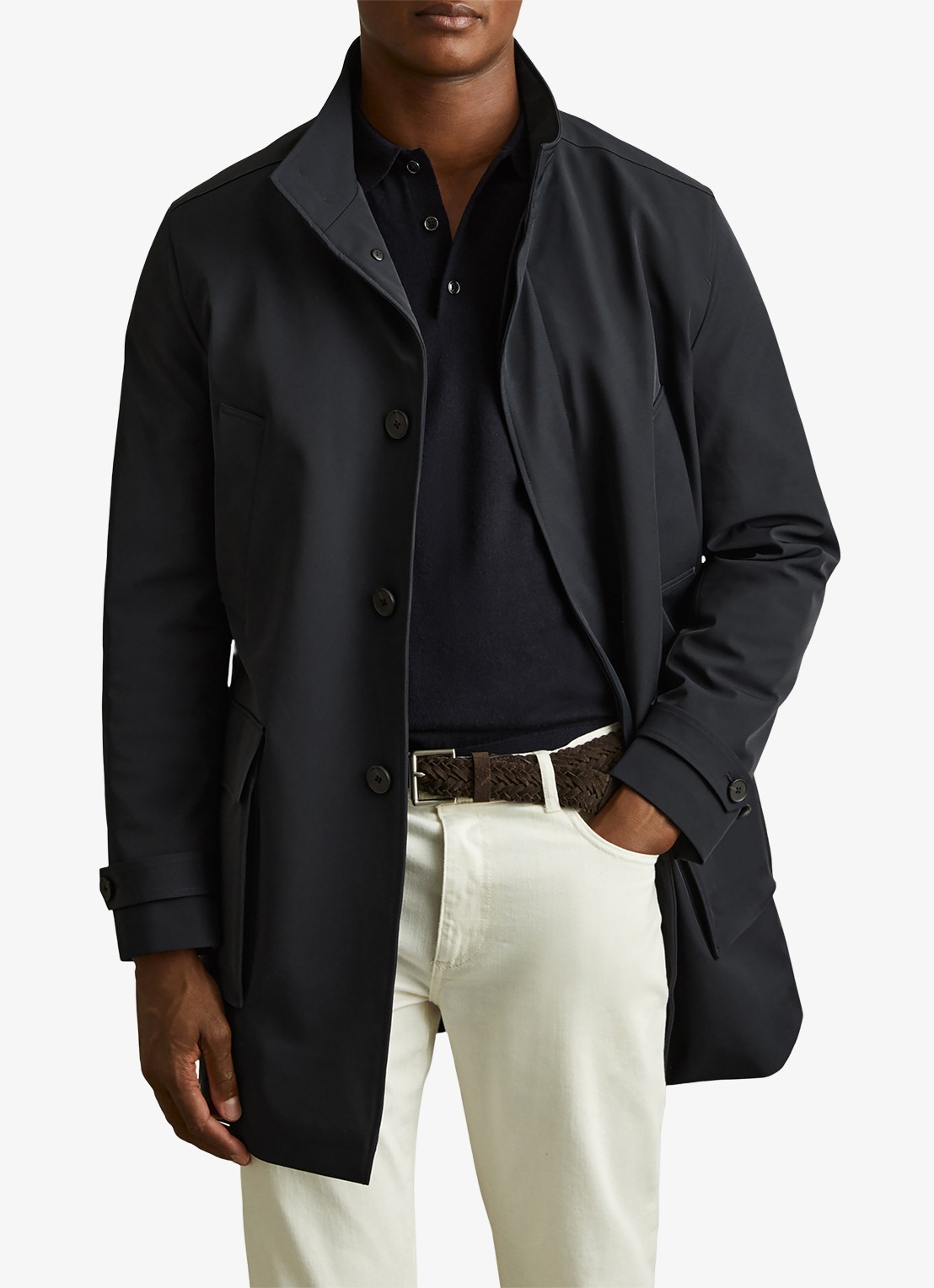 Reiss Player gewatteerde parka met klepzakken - detail 4 donkerblauw