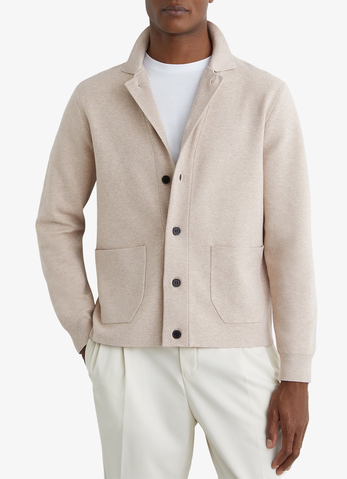Reiss Plaza fijngebreid vest met opgestikte zakken  - detail 2 beige