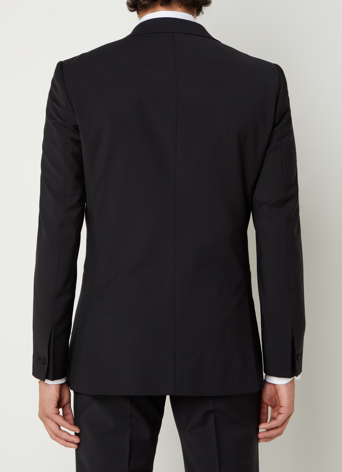 Reiss Poker slim fit blazer in wolblend met paspelzakken - achterkant zwart