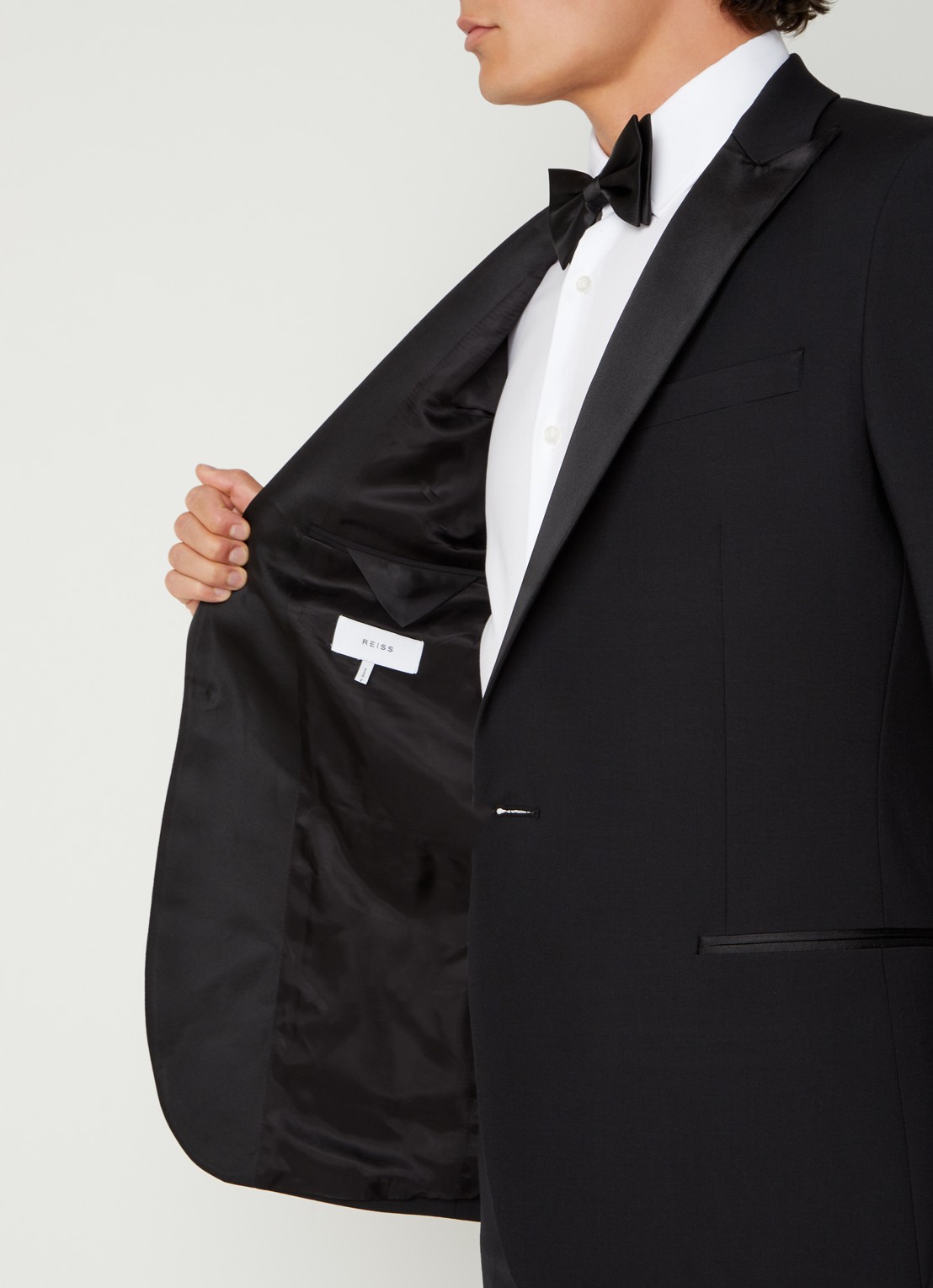 Reiss Poker slim fit blazer in wolblend met paspelzakken - detail 5 zwart