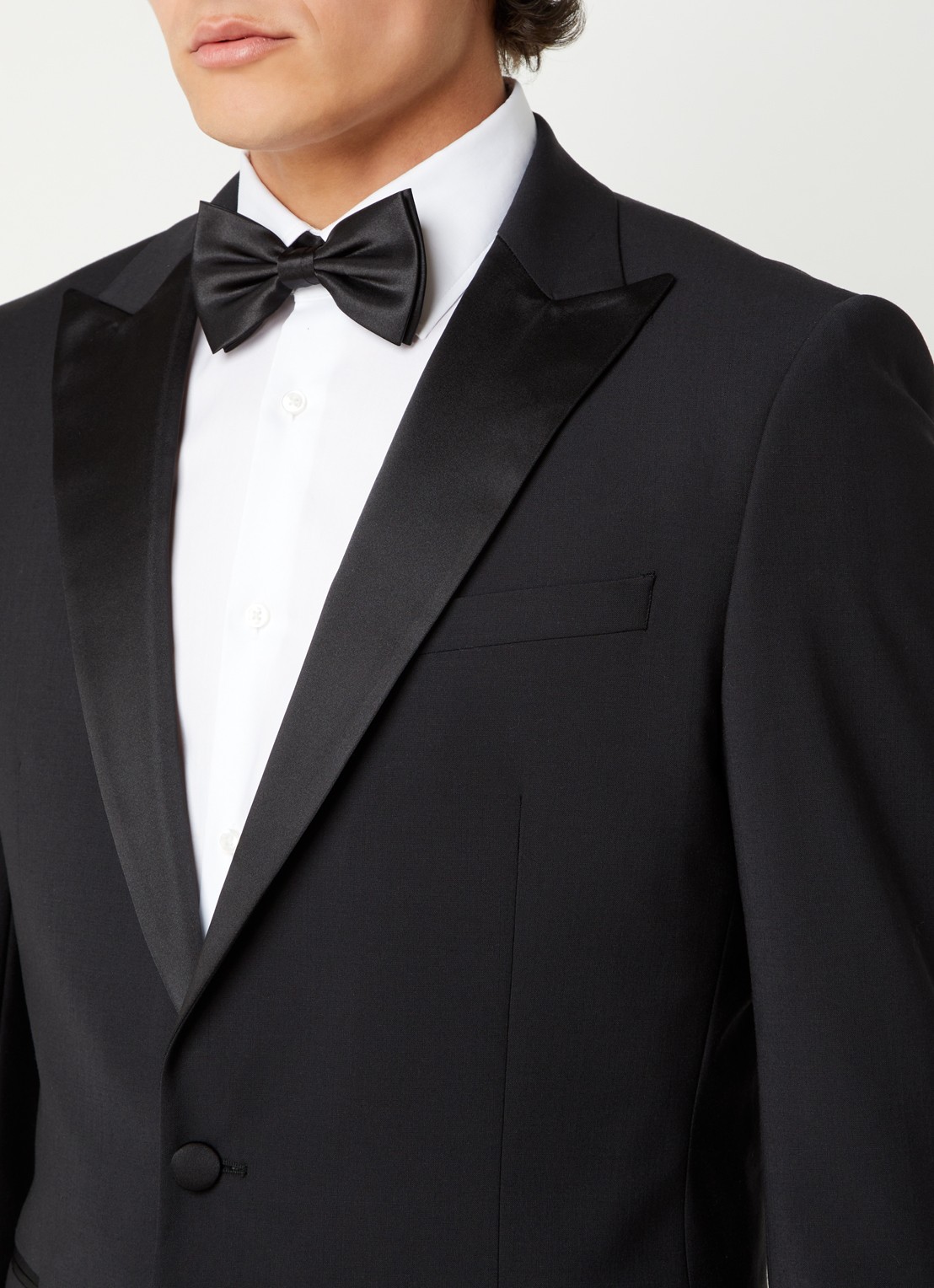 Reiss Poker slim fit blazer in wolblend met paspelzakken - detail 7 zwart