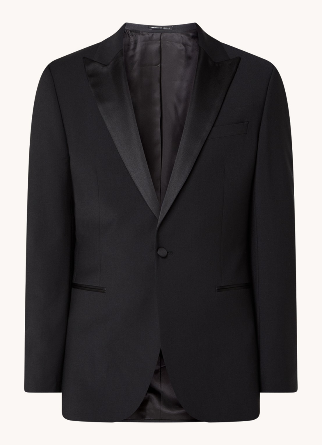 Reiss Poker slim fit blazer in wolblend met paspelzakken - voorkant 2 zwart