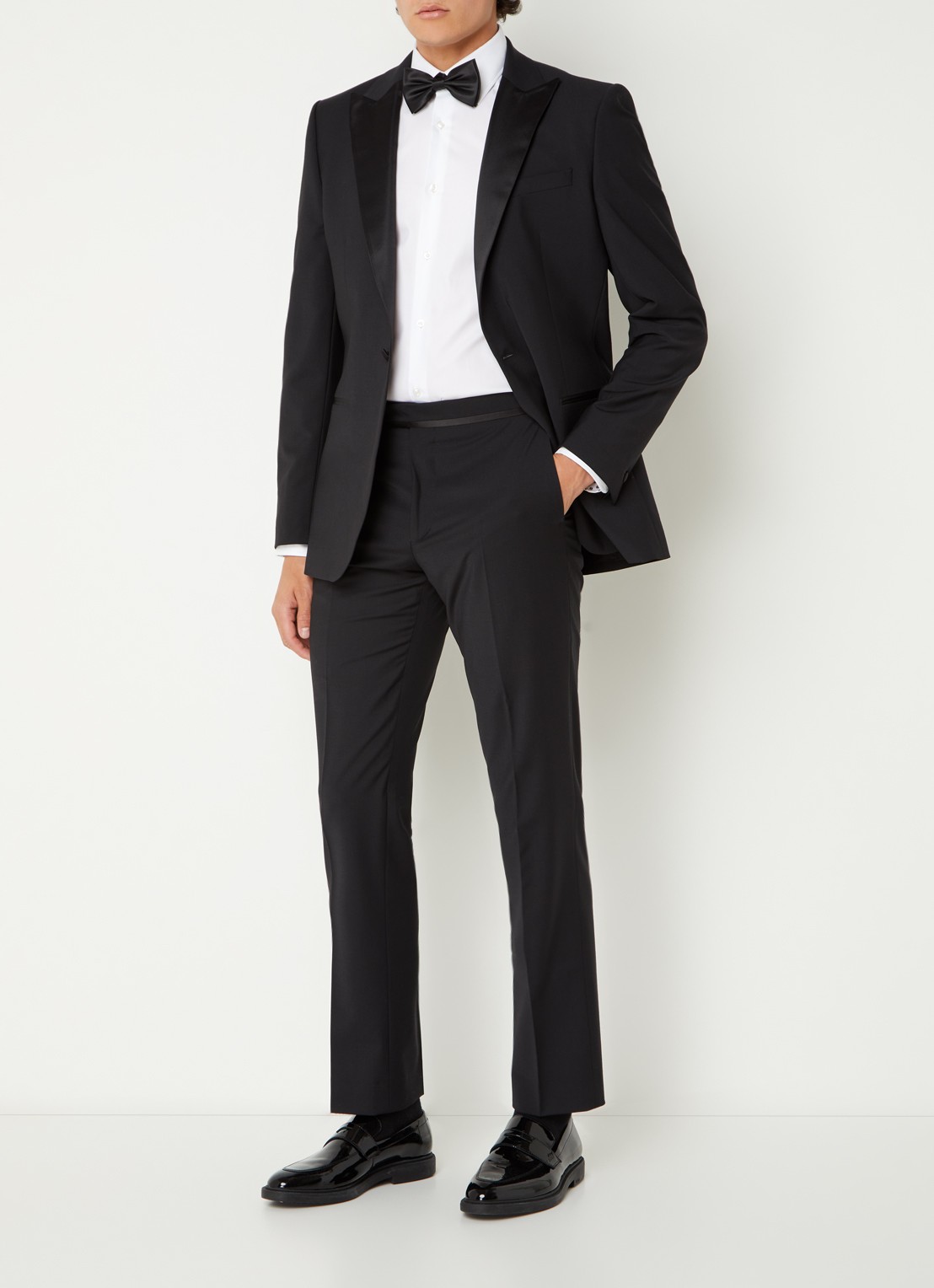 Reiss Poker slim fit pantalon met steekzakken - voorkant 2 zwart