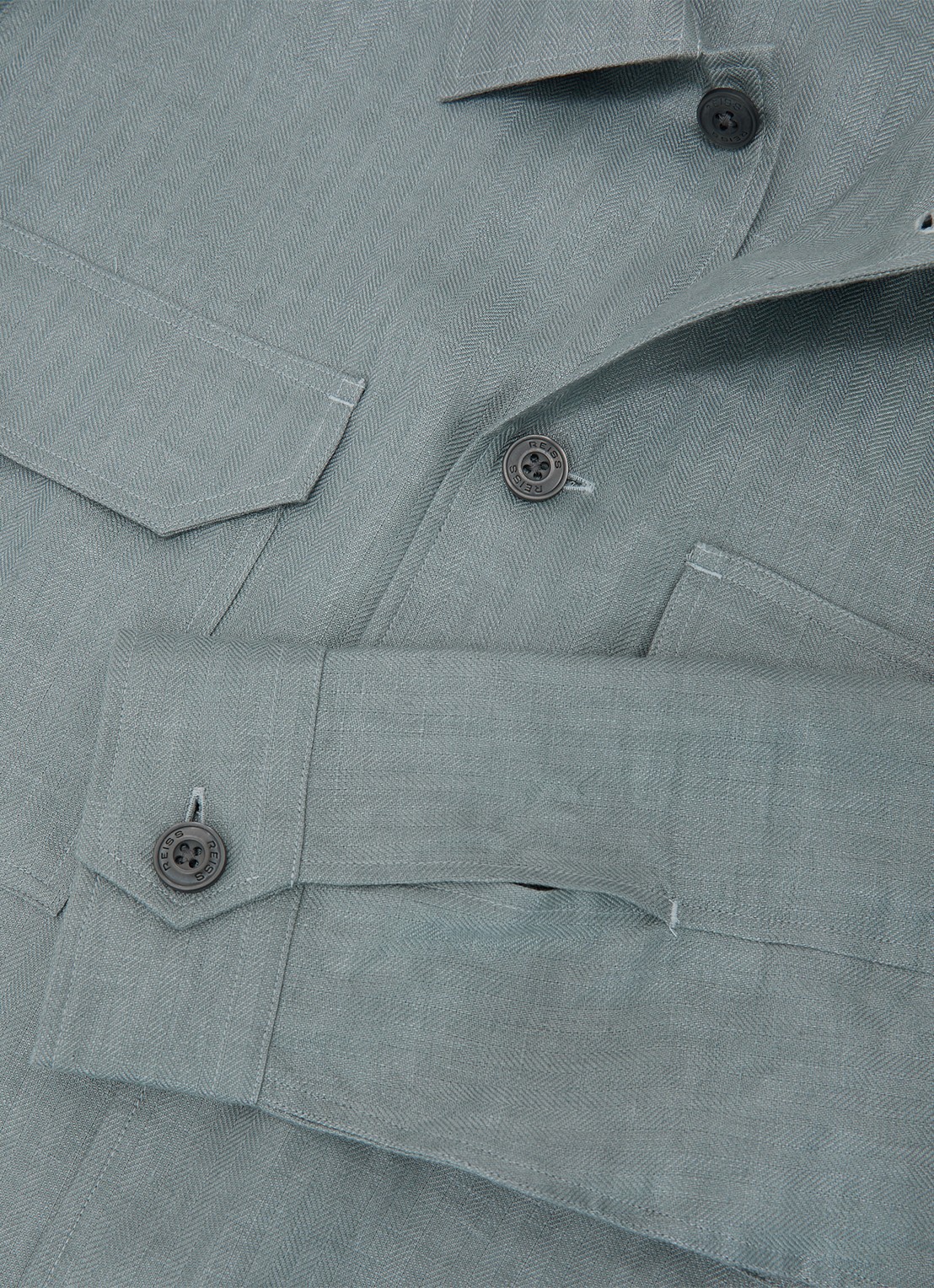 Reiss Polasio overshirt van linnen met borstzakken - detail 6 groen