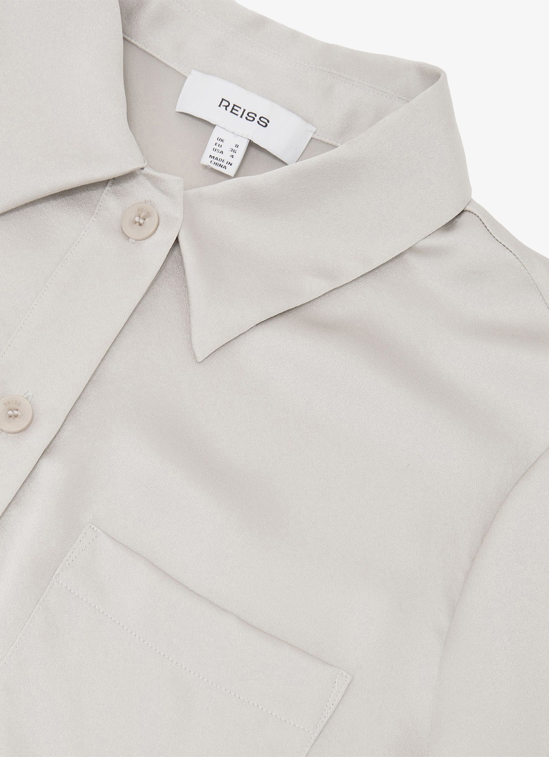 Reiss Polly tuniek van zijde - detail 2 lichtgrijs