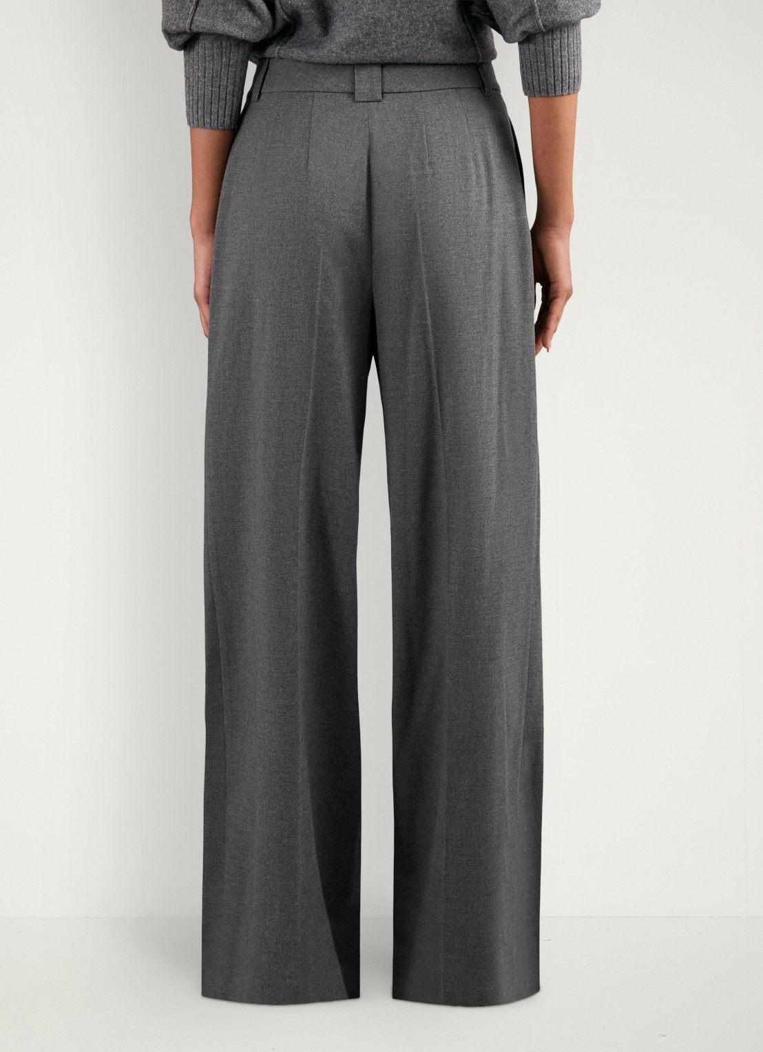 Reiss Poppie high waist wide fit pantalon met steekzakken - achterkant 6 grijs