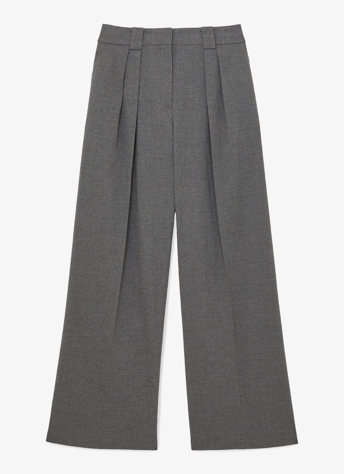 Reiss Poppie high waist wide fit pantalon met steekzakken - voorkant grijs