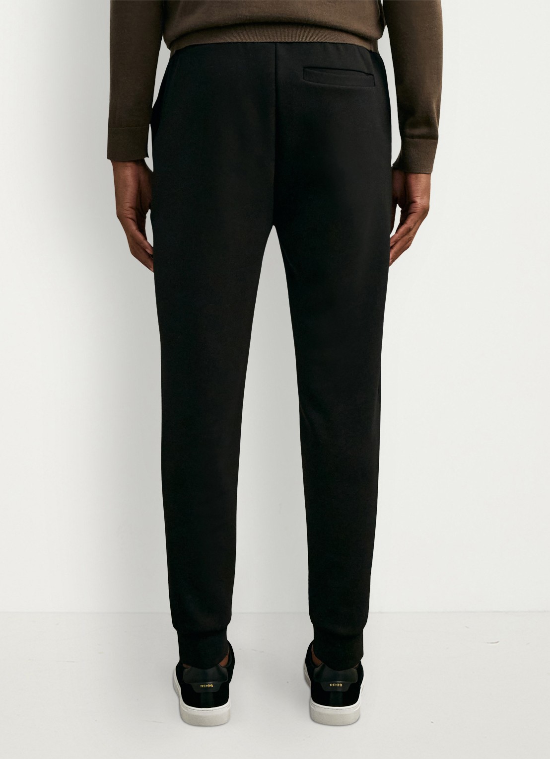 Reiss Premier tapered fit joggingbroek met trekkoord - achterkant black / zwart