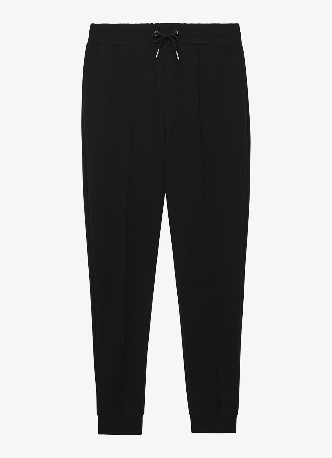 Reiss Premier tapered fit joggingbroek met trekkoord - voorkant 2 black / zwart