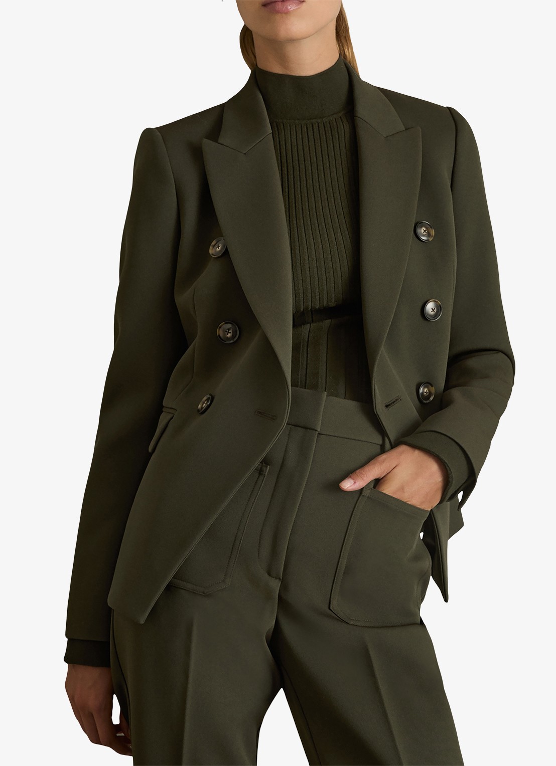 Reiss Priya double-breasted blazer met klepzakken - detail 4 bronsgroen