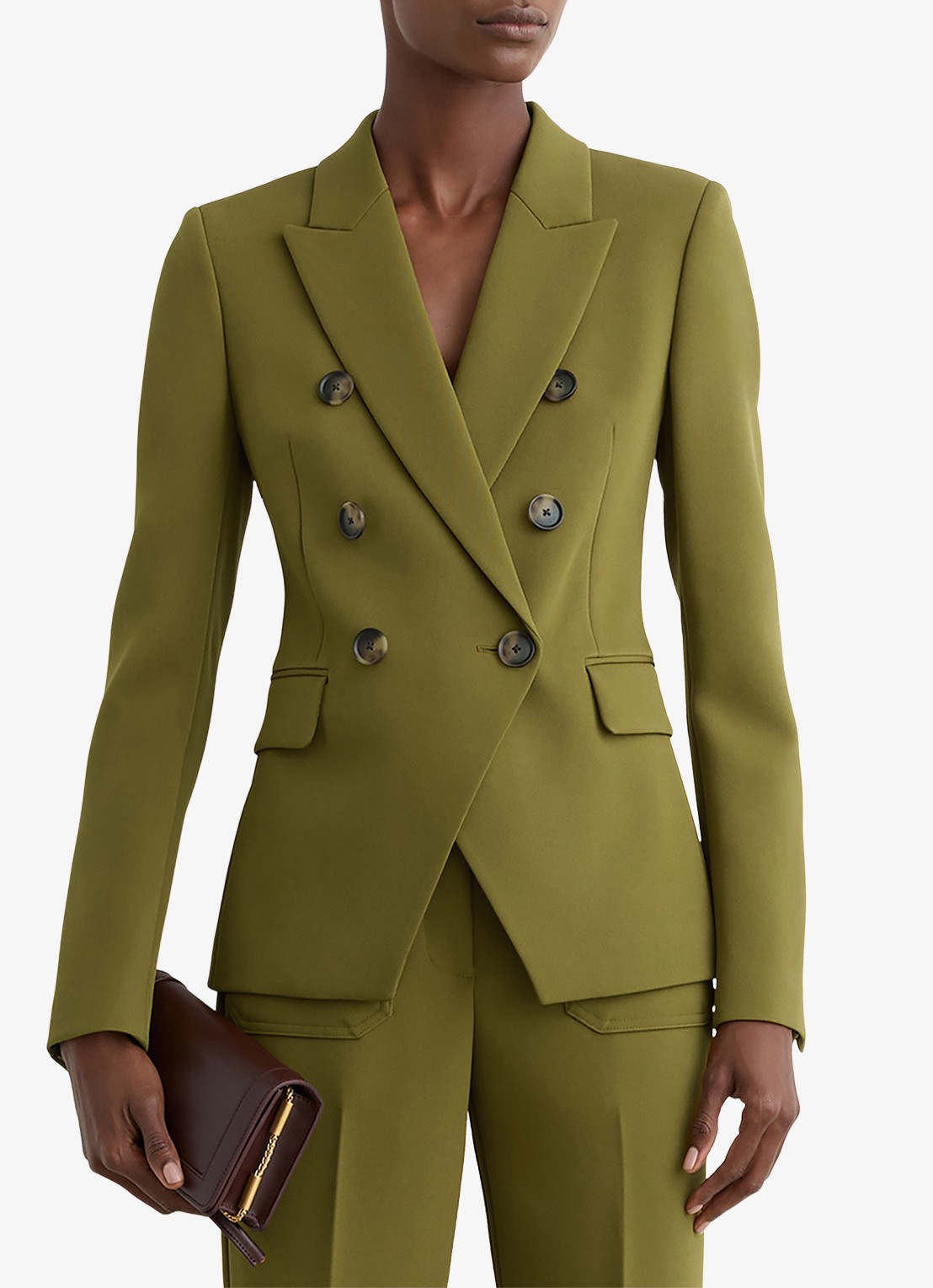 Reiss Priya double-breasted blazer met klepzakken - detail 2 groen